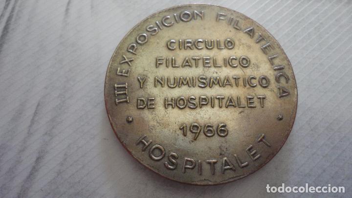Thematic medals: ANTIGUA MEDALLA.III EXPOSICION FILATELICA.CIRCULO NUMISMATICO.AYUNTAMIENTO DE HOSPITALET.1966