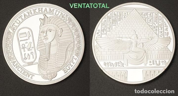 Medallas tem&aacute;ticas: MEDALLA TIPO MONEDA PLATA HOMENAJE A TUTANKAMON REY FARAON DEL ANTIGUO EGIPTO - PESA 28 GRA - N&ordm;4