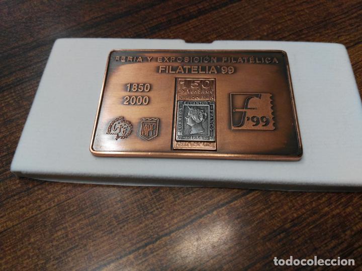 Medallas tem&aacute;ticas: MEDALLA CONMEMORATIVA DE FILATELIA 99. FERIA Y EXPOSICI&Oacute;N FILATELICA. 150 ANIV. DEL SELLO ESPA&Ntilde;OL