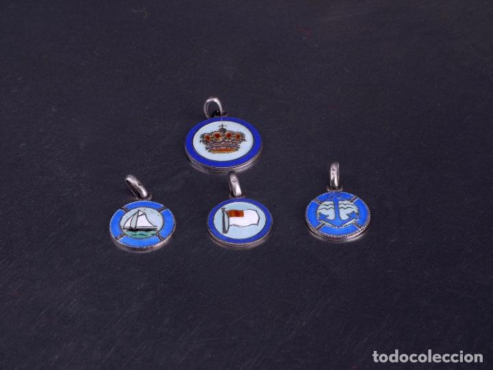 Medallas tem&aacute;ticas: LOTE DE 4 MEDALLAS PEQUE&Ntilde;AS. BANDERA DE BILBAO, MOTIVOS MARINOS...