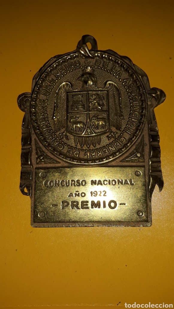 Medallas tem&aacute;ticas: MEDALLA- PLACA ASOCIACI&Oacute;N GENERAL DE GANADEROS DEL REINO -CONCURSO NACIONAL A&Ntilde;O 1922 -