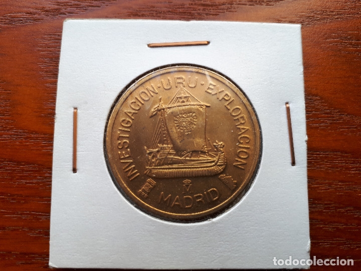MEDALLA FERIA NACIONAL DEL SELLO 1991. INVESTIGACIÓN URU EXPLORACIÓN (Numismática - Medallería - Temática)