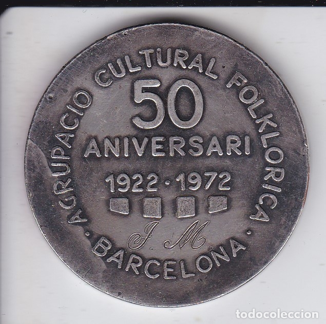 Medaglie tematiche: MEDALLA DEL 50 ANIVERSARI DE LA AGRUPACIO CULTURAL FOLKLORICA DE BARCELONA 1922-1972