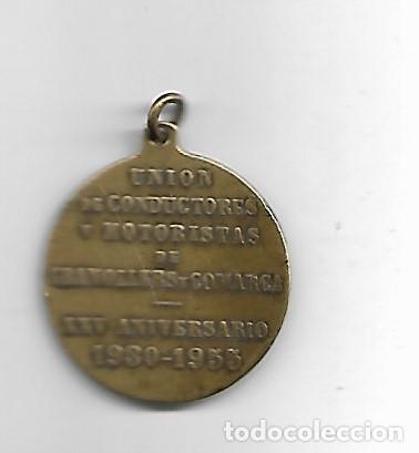 Medalhas tem&aacute;ticas: Uni&oacute;n de conductores y motoristas de Granollers y comarca XXV aniversario 1930-1955