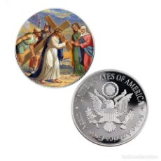 Medallas temáticas: MONEDA CONMEMORATIVA - JESUS Y LAS 3 CAIDAS - COLECCION - RELIGION. Lote 202866590