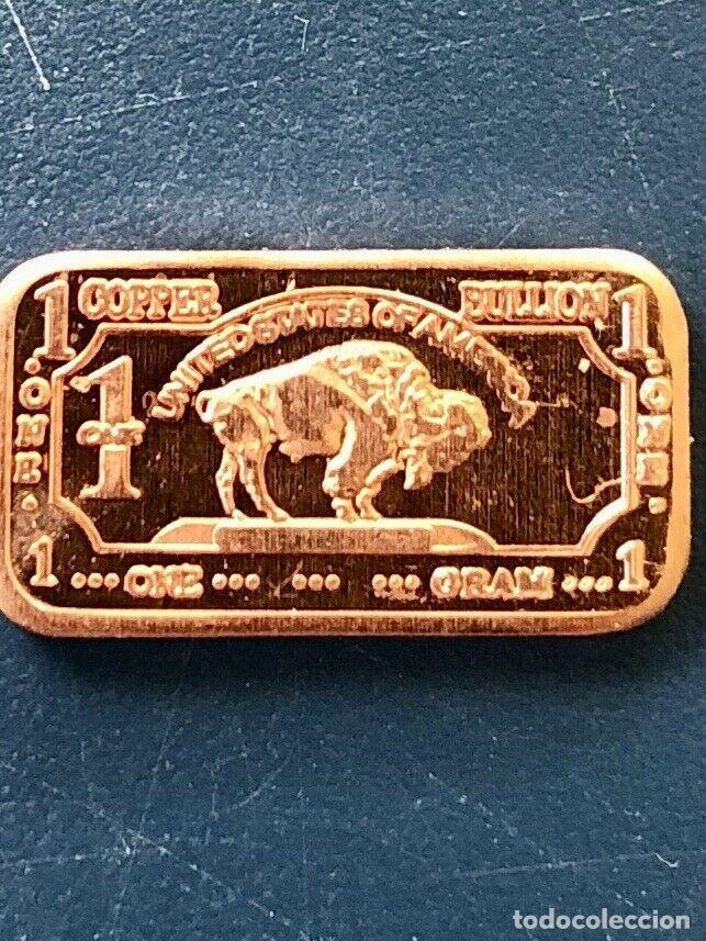 PEQUEÑO LINGOTE DE 1 GRAMO DE COBRE PURO 999 - BUFALO (Numismática - Medallería - Temática)