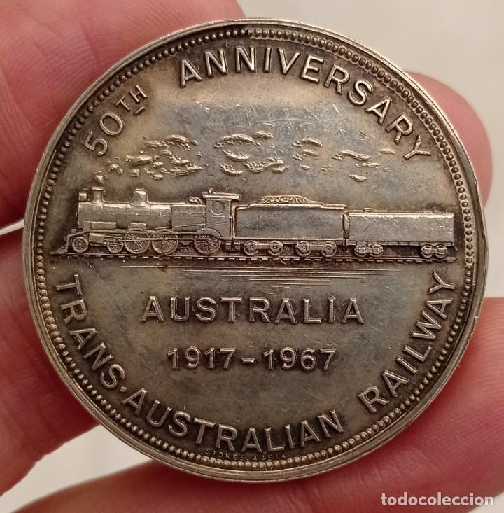 M&eacute;dailles th&eacute;matiques: Medalla Ferrocarriles de la Commonwealth - 50 Aniversario 1967- Peso 37'8 gr. Plata. Numerada N&ordm; 388