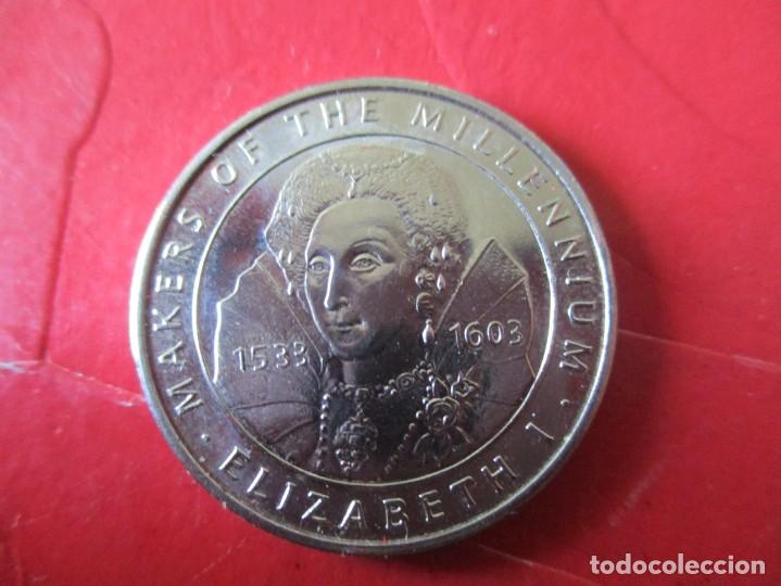 Medallas tem&aacute;ticas: Ficha del milenium 2000. Isabel I.