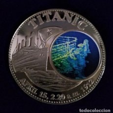 Medallas temáticas: BONITA MONEDA CONMEMORATIVA AL HUNDIMIENTO DEL TITANIC CON IMAGEN EN EL FONDO DEL MAR. Lote 241017390