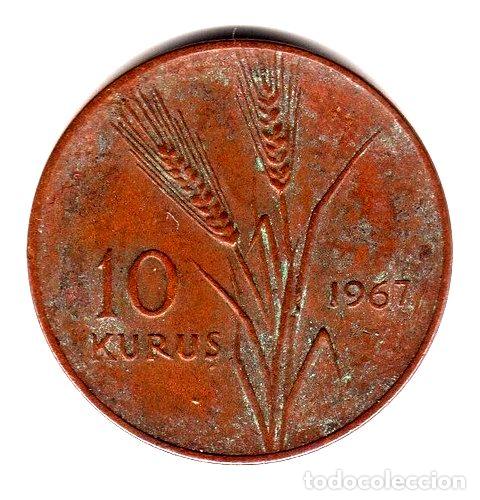M&eacute;dailles th&eacute;matiques: turquia moneda 10 kurus ano 1967 km8911