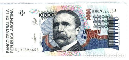 M&eacute;dailles th&eacute;matiques: billete 10000 australes reposicion 1989 unc