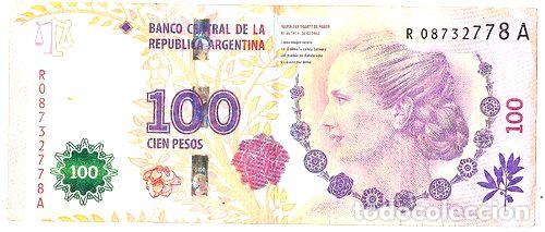 M&eacute;dailles th&eacute;matiques: billete 100 pesos conmemorativo eva peron reposicion 2012