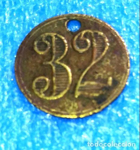 M&eacute;dailles th&eacute;matiques: antigua ficha de estancia de bronce