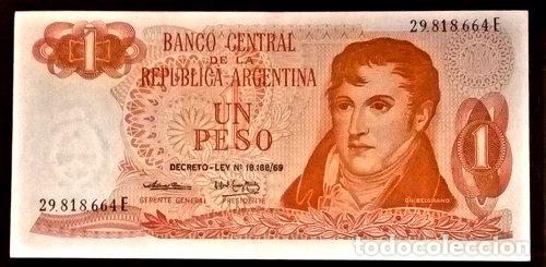 Medallas tem&aacute;ticas: billete 1 peso ley 18188 sin circular serie e