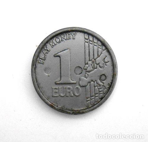 Medalhas tem&aacute;ticas: ficha token play money 1 euro plastico de 22 mm