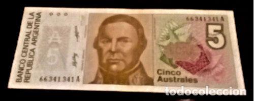 M&eacute;dailles th&eacute;matiques: billete 5 australes serie a bott 2814