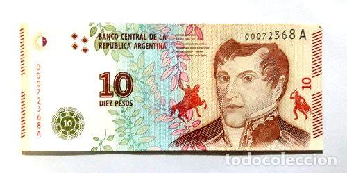 Medaglie tematiche: billete de 10 belgrano serie a baja numeracion