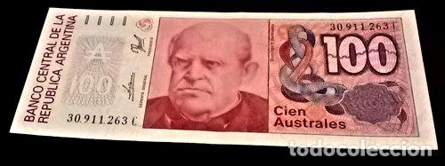 Medallas tem&aacute;ticas: billete 100 australes serie c