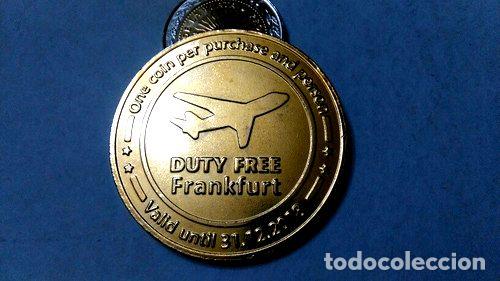 Thematic medals: oferta ficha 2 euro avion aeropuerto frankfurt 4 cm metal