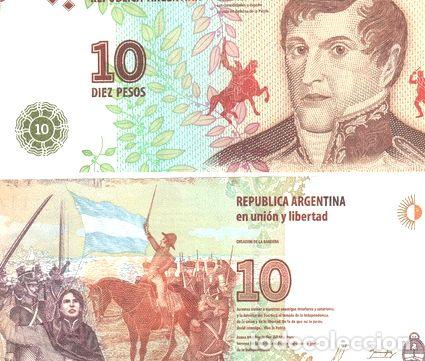 M&eacute;dailles th&eacute;matiques: billete 10 pesos 3ra serie reposicion ec 814 r unc