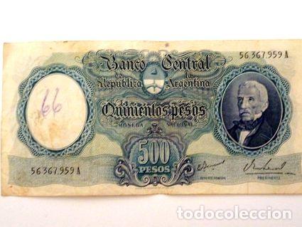 M&eacute;dailles th&eacute;matiques: billete moneda nacional 500 pesos serie a estado muy bueno