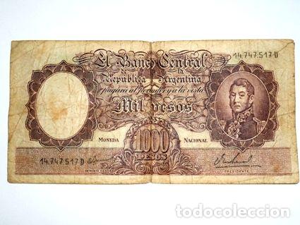 M&eacute;dailles th&eacute;matiques: billete moneda nacional 1000 pesos serie d estado bueno