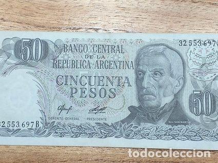 M&eacute;dailles th&eacute;matiques: billete 50 pesos ley 18188 ano 74 muy