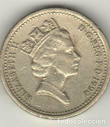 Thematische Medaillen: gran bretana moneda de 1 libra ano 1990 km 941 vf