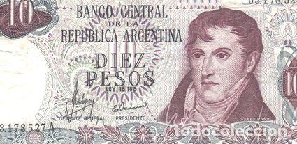Thematische Medaillen: bottero 2334 billete de 10 pesos ley 18188 ano 1970 vf