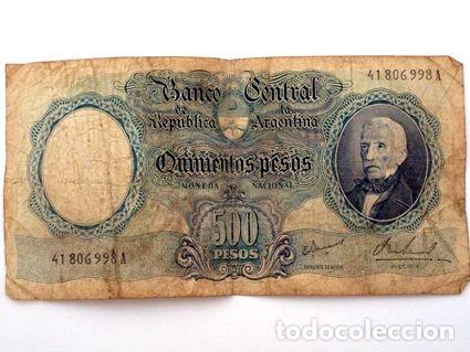 Thematische Medaillen: billete moneda nacional 500 pesos serie a estado bueno