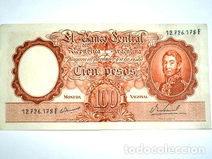 M&eacute;dailles th&eacute;matiques: billete moneda nacional 100 pesos serie f estado muy bueno
