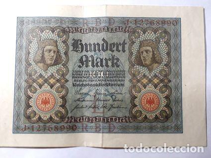 M&eacute;dailles th&eacute;matiques: billete antiguo noteheld aleman 100 marcos mod 1