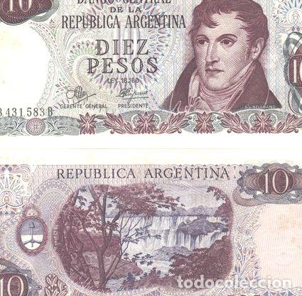 Medalhas tem&aacute;ticas: bottero 2343 billete de 10 pesos ley 18188 ano 1972 unc