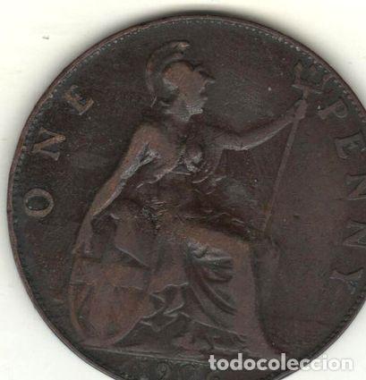 Medalhas tem&aacute;ticas: gran bretana moneda de 1 penny ano 1906 km 7942 vf