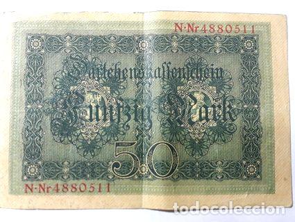 M&eacute;dailles th&eacute;matiques: billete antiguo noteheld aleman 50 marcos mod 2