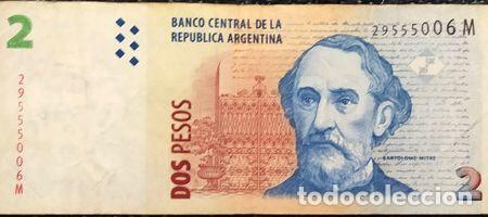 Medaglie tematiche: billete 2 pesos serie m 2014 bottero 3245