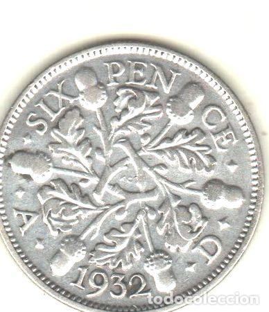 M&eacute;dailles th&eacute;matiques: gran bretana escasos 6 pence de plata ano 1932 km 832 xf