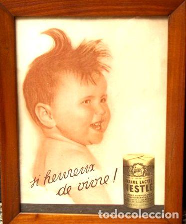 M&eacute;dailles th&eacute;matiques: lamina antigua sepia enmarcada publicidad de nestle