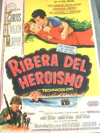 Thematic medals: antiguo afiche de cine ribera del heroismo 1954 tony curtis