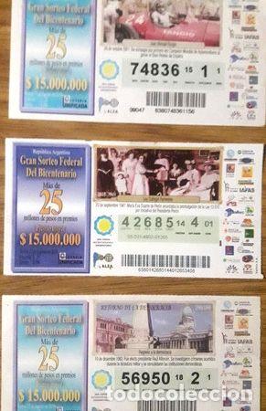 M&eacute;dailles th&eacute;matiques: lote 3 billetes de loteria sorteo del bicentenario
