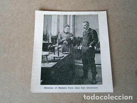 M&eacute;dailles th&eacute;matiques: lamina monsieur et madame curie dans leur laboratoire