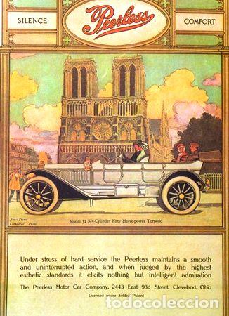M&eacute;dailles th&eacute;matiques: poster peerless 1910 y the triumph of locomobile 1909