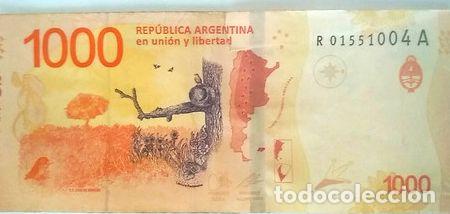 M&eacute;dailles th&eacute;matiques: billete 1000 pesos hornero reposicion ano 2020 b