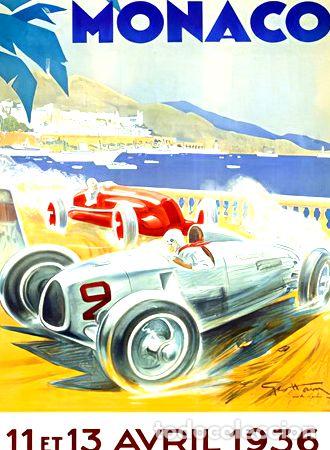 M&eacute;dailles th&eacute;matiques: lamina poster carrera monaco 1936 9w 01 1936