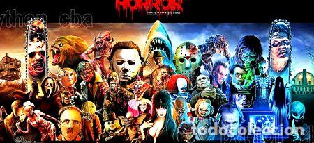 Medalhas tem&aacute;ticas: poster personajes peliculas de terror horror 120x55 cm