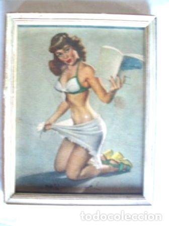 M&eacute;dailles th&eacute;matiques: lamina vintage enmarcada chica pin up