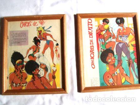 Thematische Medaillen: lote de 2 laminas enmarcadas de rico tipo chicas de divito