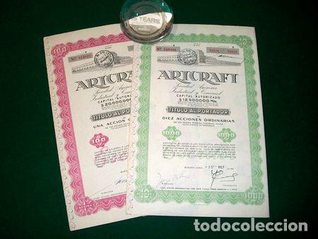 Thematische Medaillen: artcraft 2 titulos de 1 y 10 acciones ano 1957