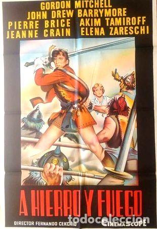 Medalhas tem&aacute;ticas: antiguo afiche poster original de cine a hierro y fuego