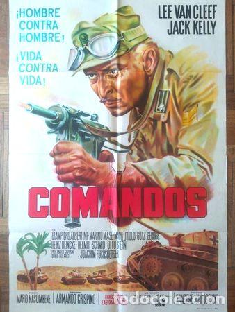 Medalhas tem&aacute;ticas: antiguo afiche poster original de cine comandos